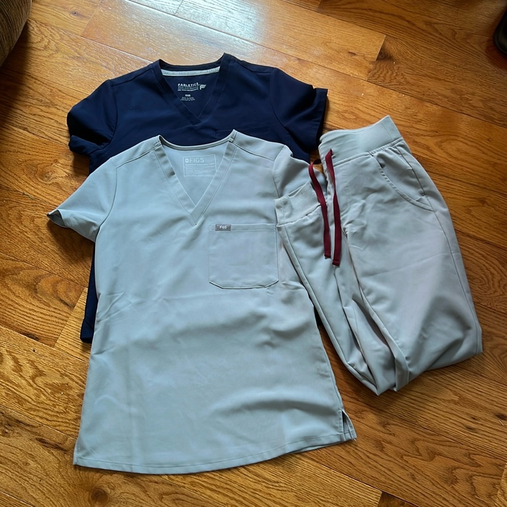 Figs scrub set and fabletics scrub top bundle
